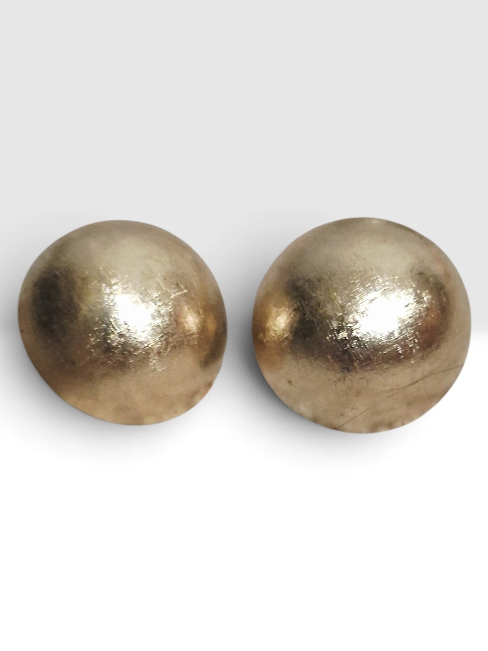 Vintage Gold Tone Large Dome Button Clip-On Earrings – Brushed Finish